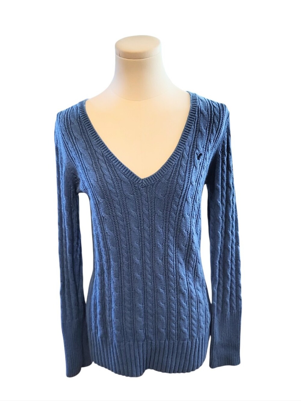 Vintage American Eagle Outfitters Cable Knit Classic Blue Sweater Size Large